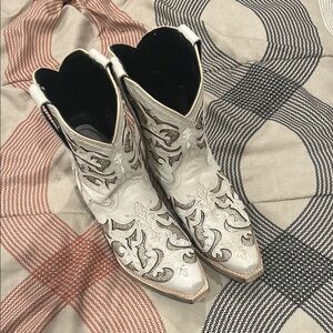 Women's White and Black Western Boots